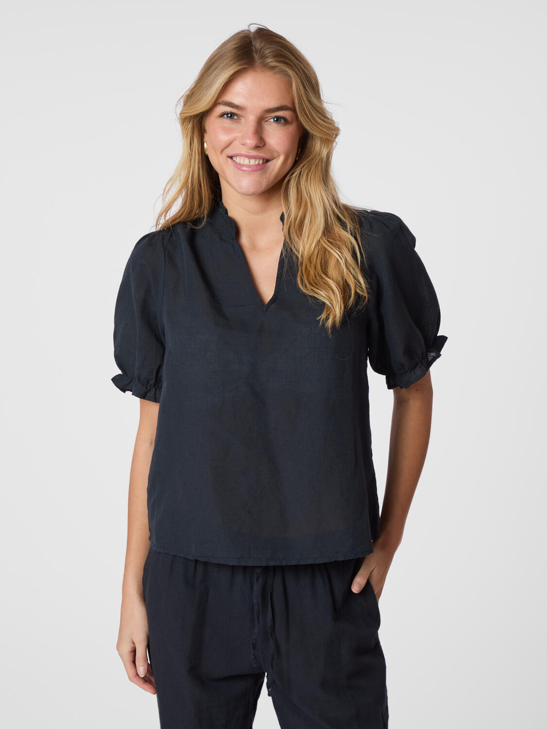 Odesa hørbluse - navy